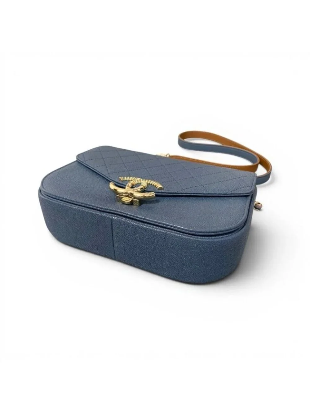 Chanel Shoulder Bag Blue Multicolor Half CC Logo Quilted Chain